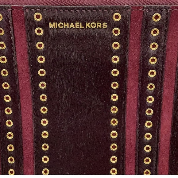 Michael Kors Burgundy Suede Studded  Wristlet Like New - Picture 6 of 7